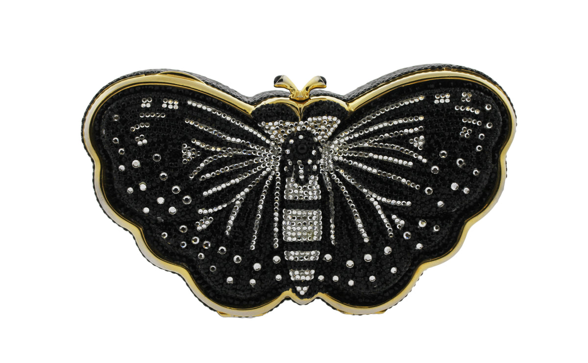 Judith Leiber Black Crystal Butterfly Minaudiere