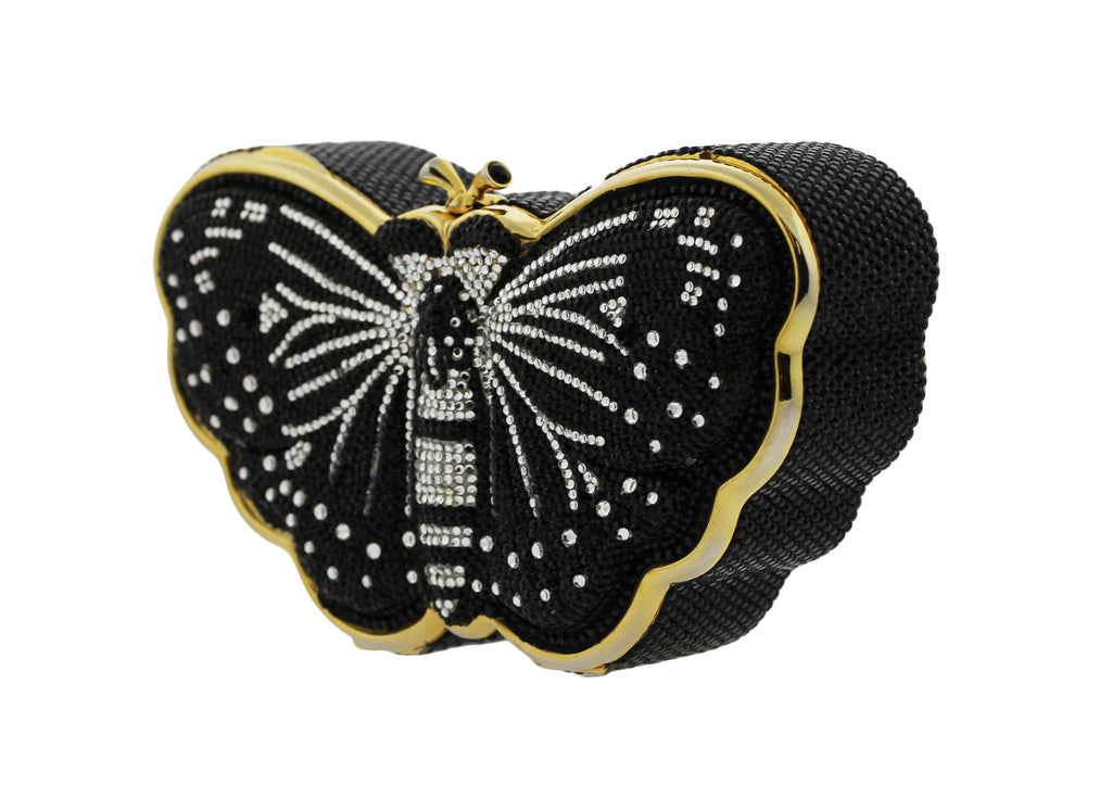 Judith Leiber Black Crystal Butterfly Minaudiere