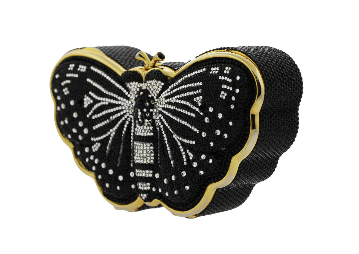 Judith Leiber Black Crystal Butterfly Minaudiere