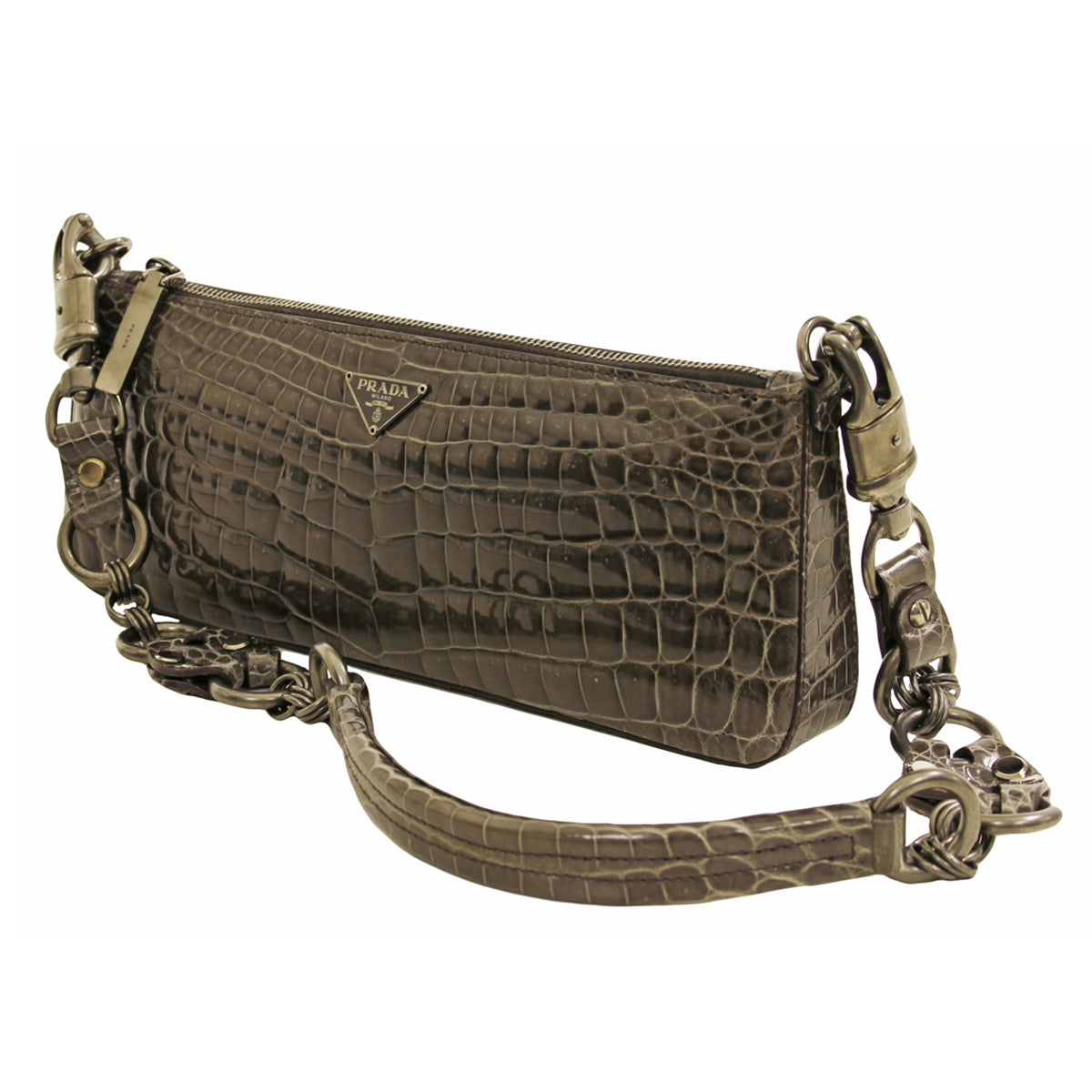 Prada Crocodile Classic Clutch Shoulder Bag