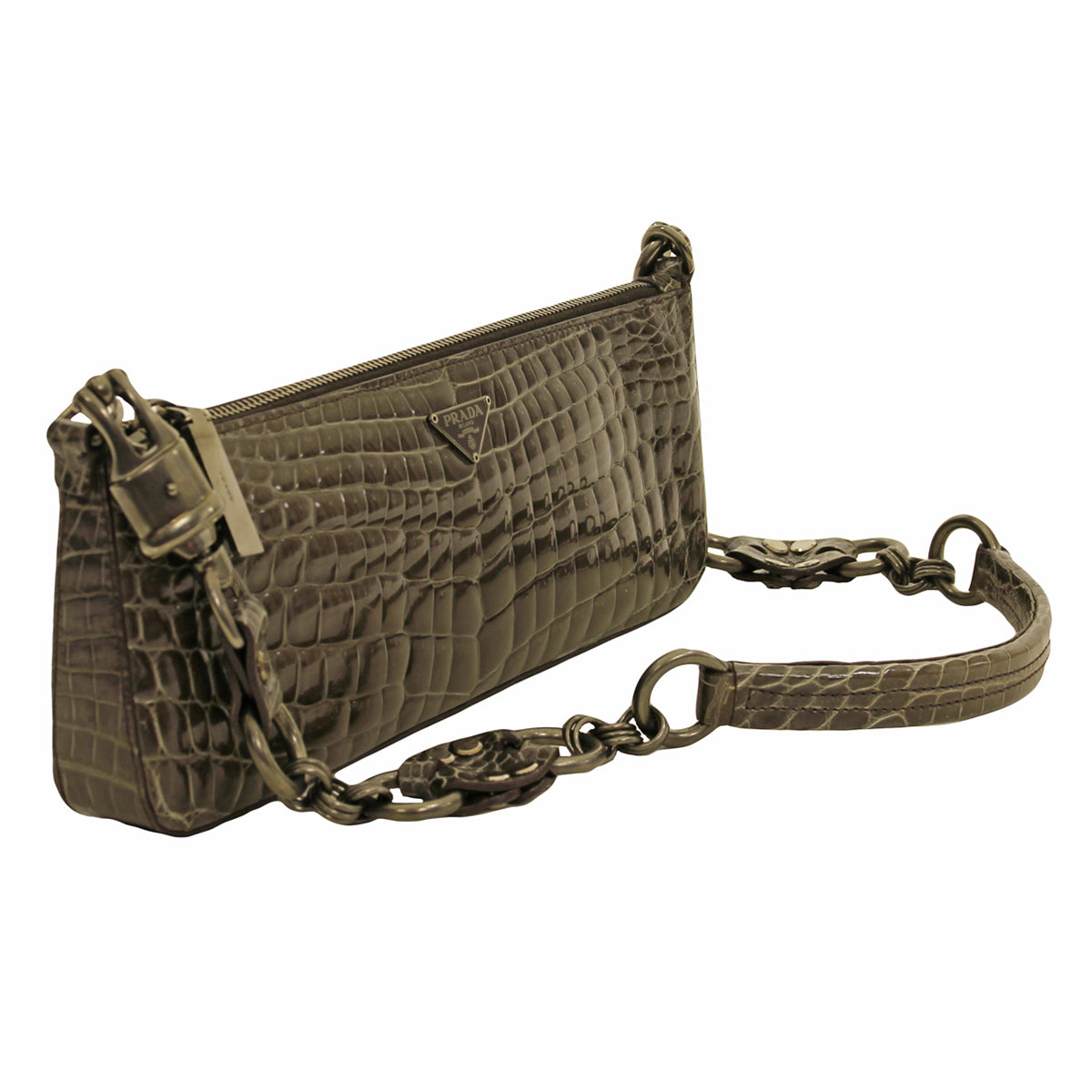 Prada Crocodile Classic Clutch Shoulder Bag