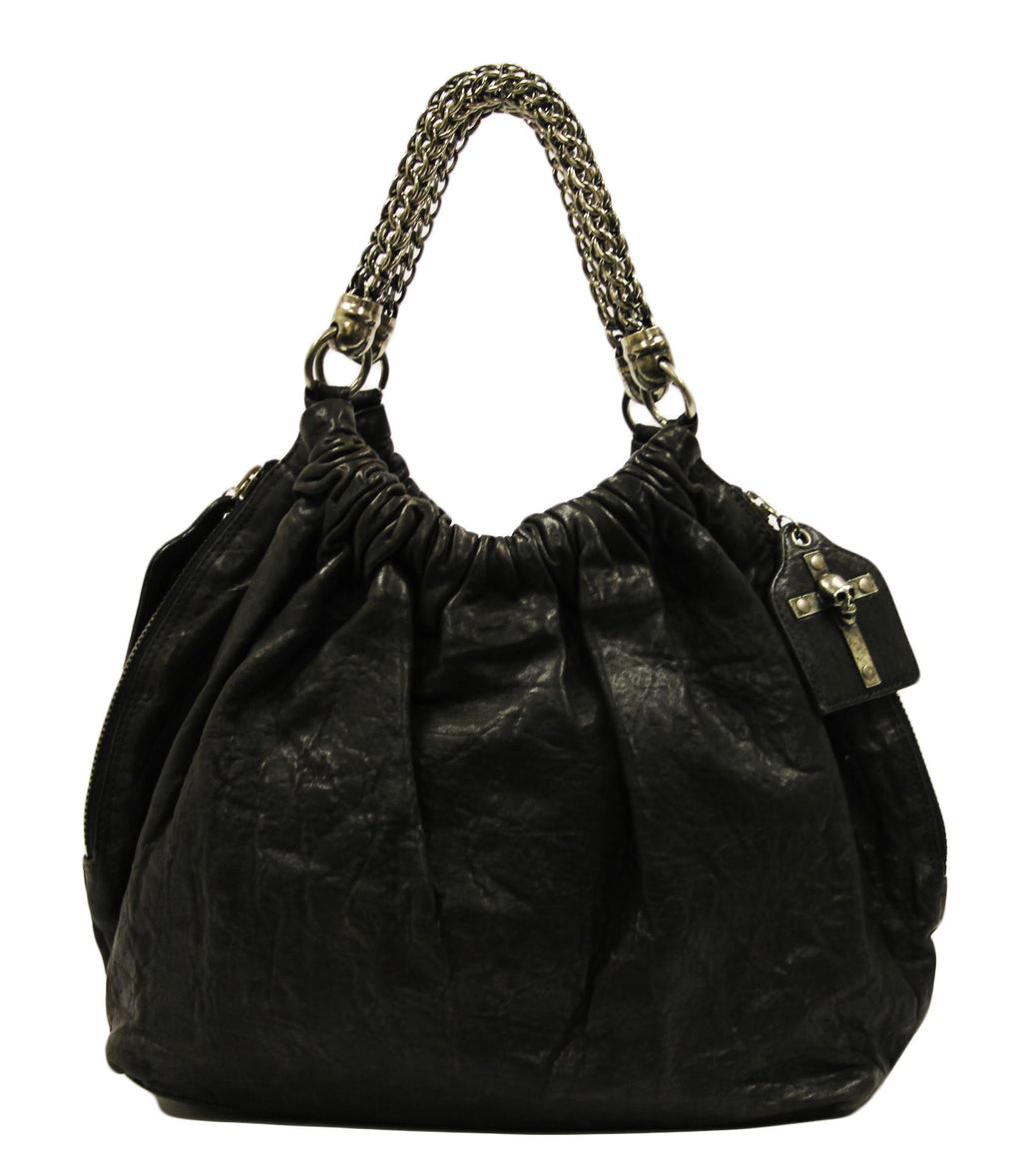Thomas Wylde Distressed Black "All Saints" Large Hobo Bag