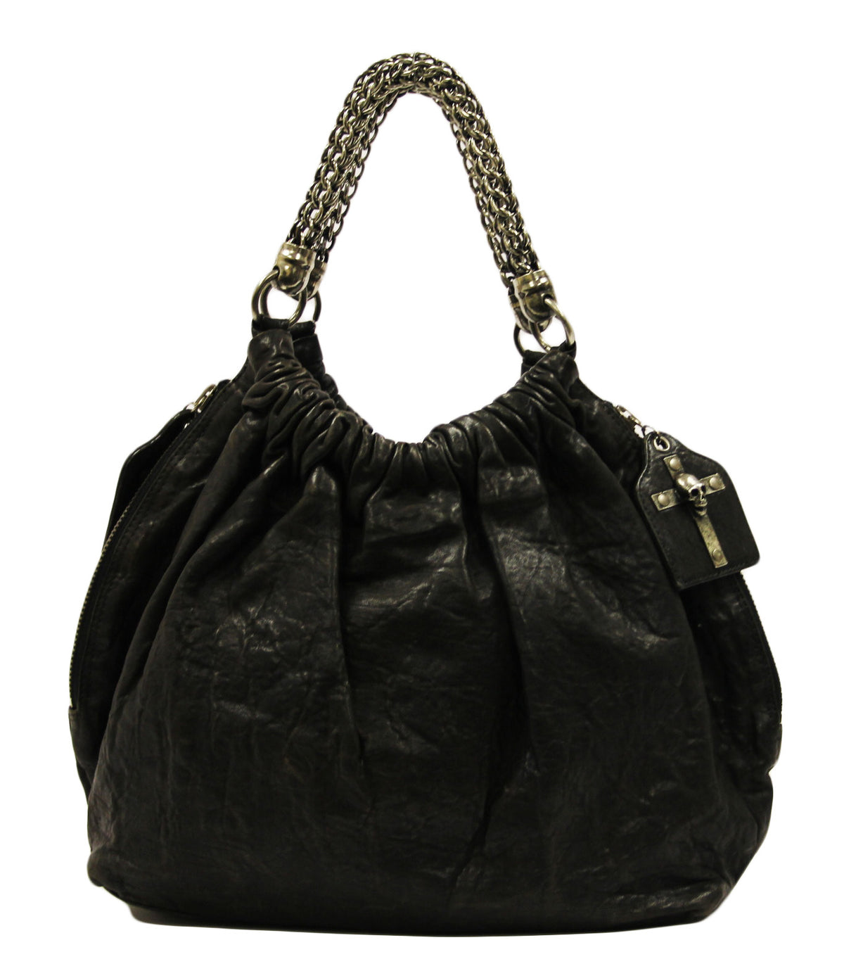 Thomas Wylde Distressed Black "All Saints" Large Hobo Bag