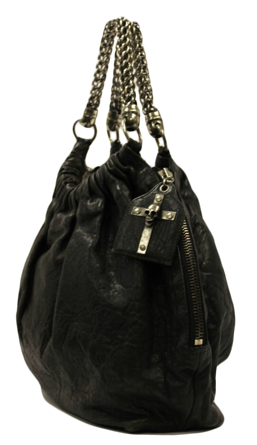 Thomas Wylde Distressed Black "All Saints" Large Hobo Bag