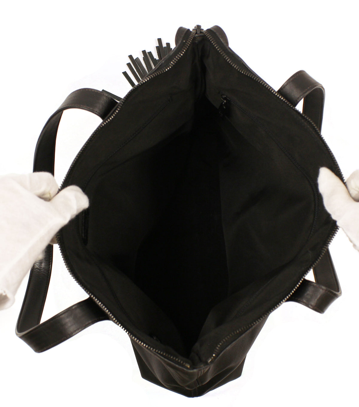 Chanel Black Lambskin Leather Tassel Tote Bag