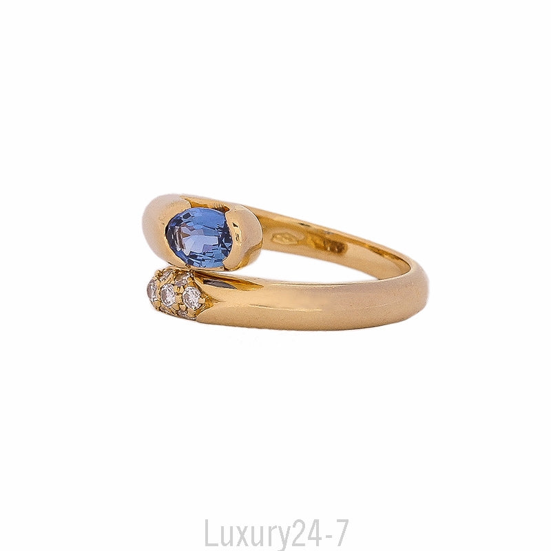 Bvlgari 18k Sapphire & Diamond Bypass Snake Ring
