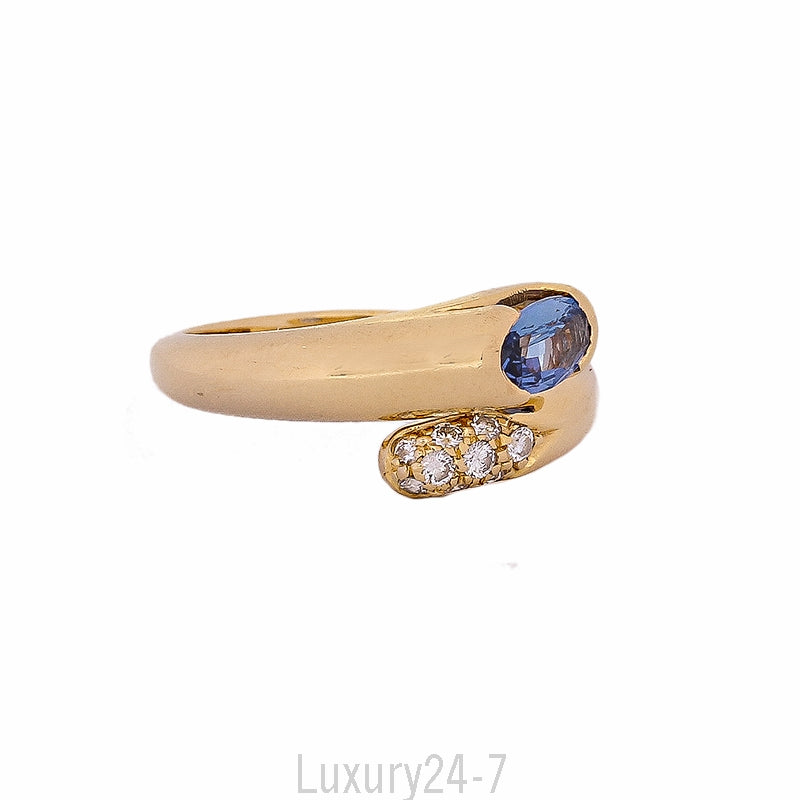 Bvlgari 18k Sapphire & Diamond Bypass Snake Ring