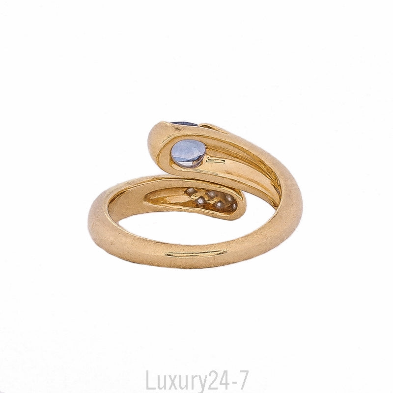 Bvlgari 18k Sapphire & Diamond Bypass Snake Ring