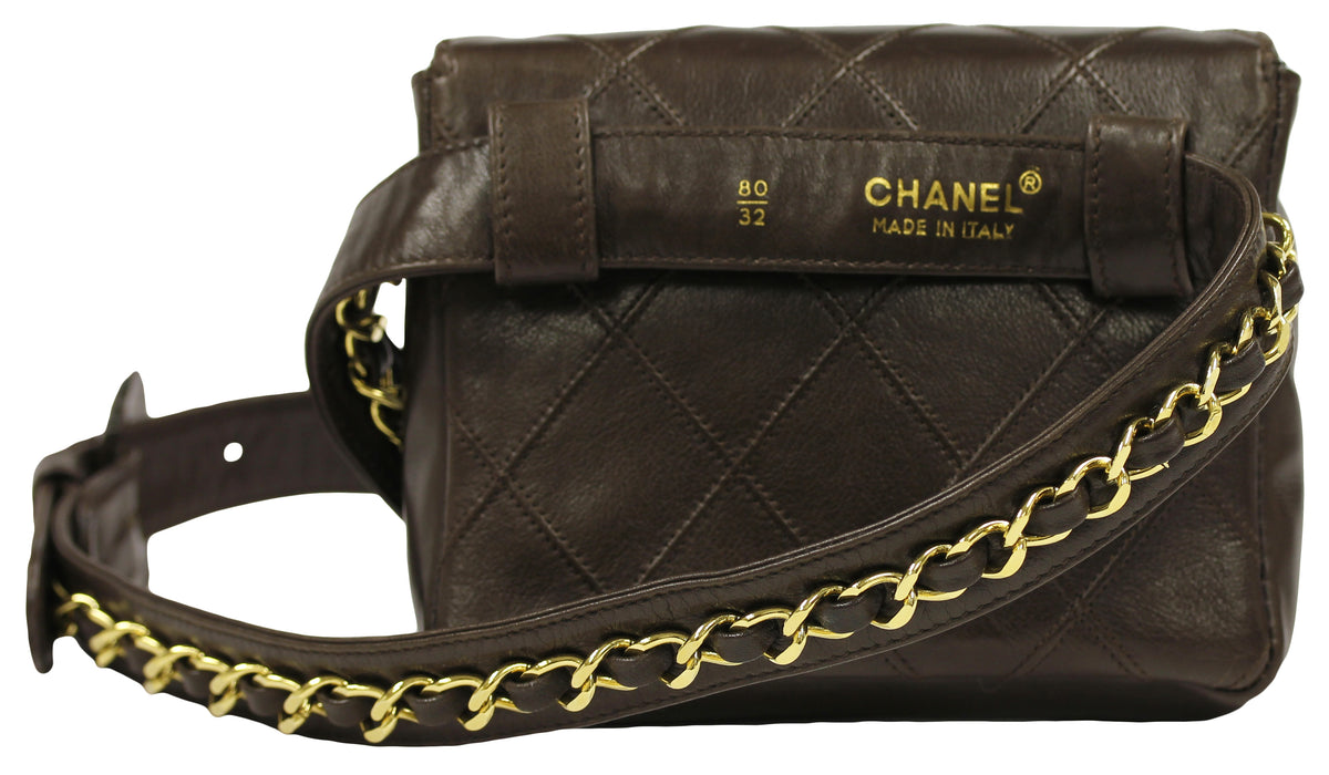 Chanel Brown Quilted Lambskin Leather Belt Bag GHW