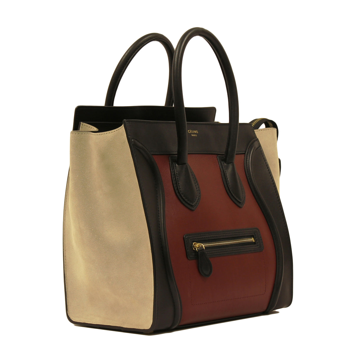 CÉLINE Mini Luggage Tote Tri-Color Leather and Suede