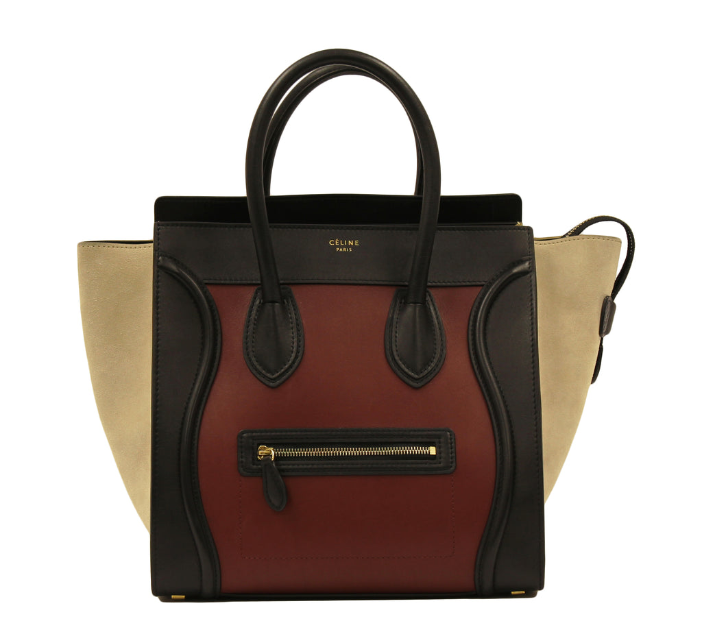 CÉLINE Mini Luggage Tote Tri-Color Leather and Suede