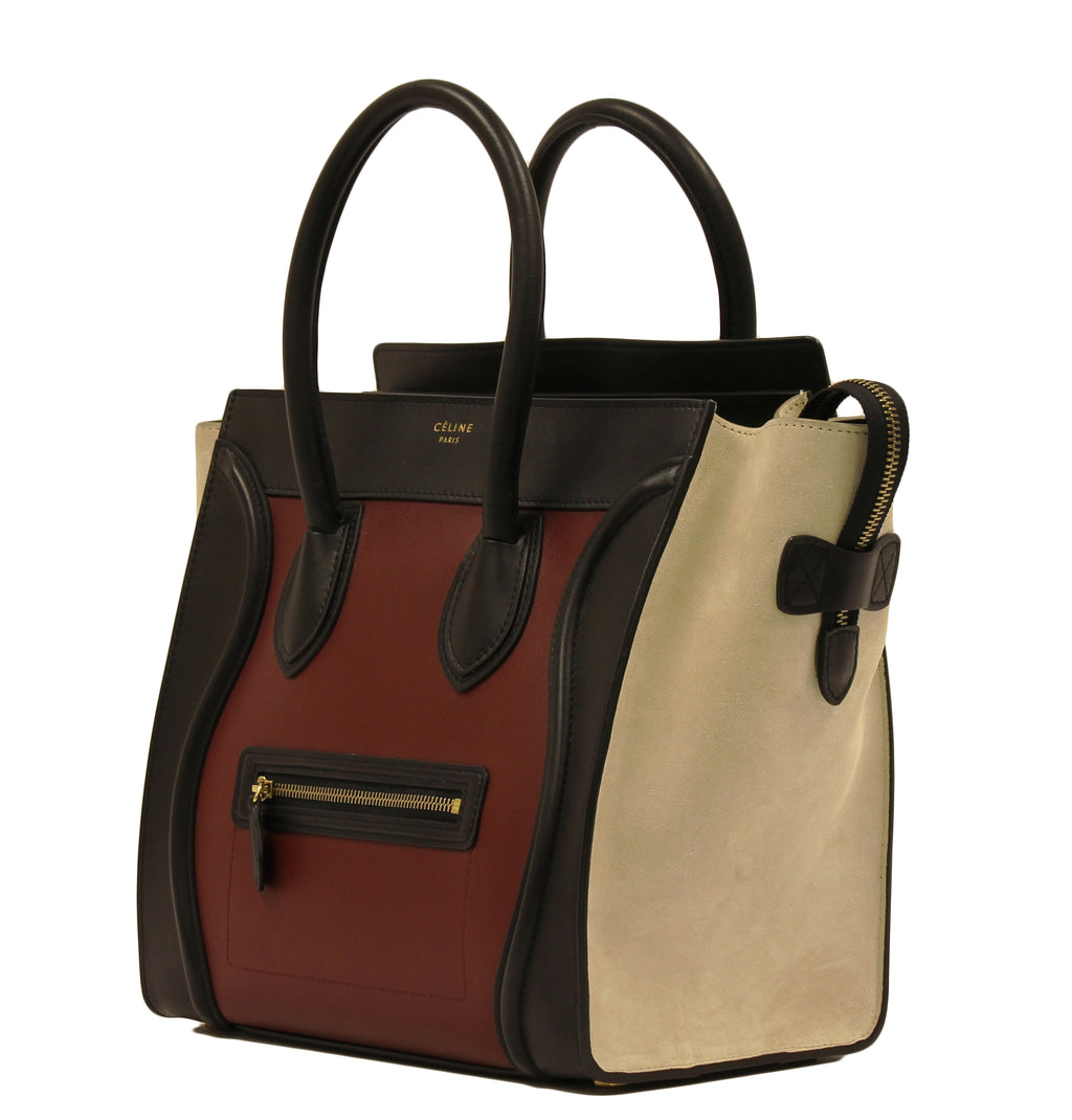 CÉLINE Mini Luggage Tote Tri-Color Leather and Suede