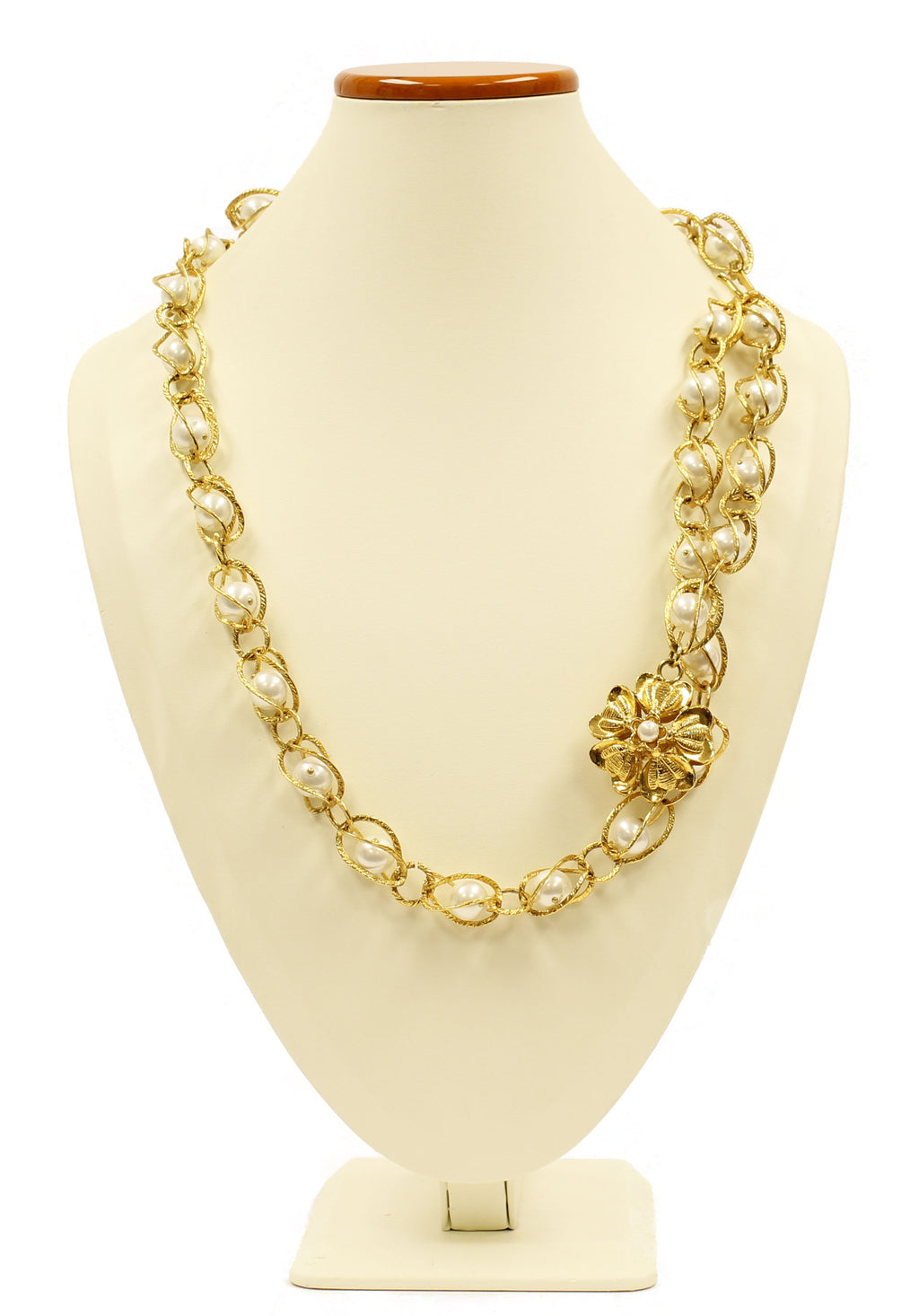 Chanel Gold Tone & Faux Pearl Convertible Necklace/Belt