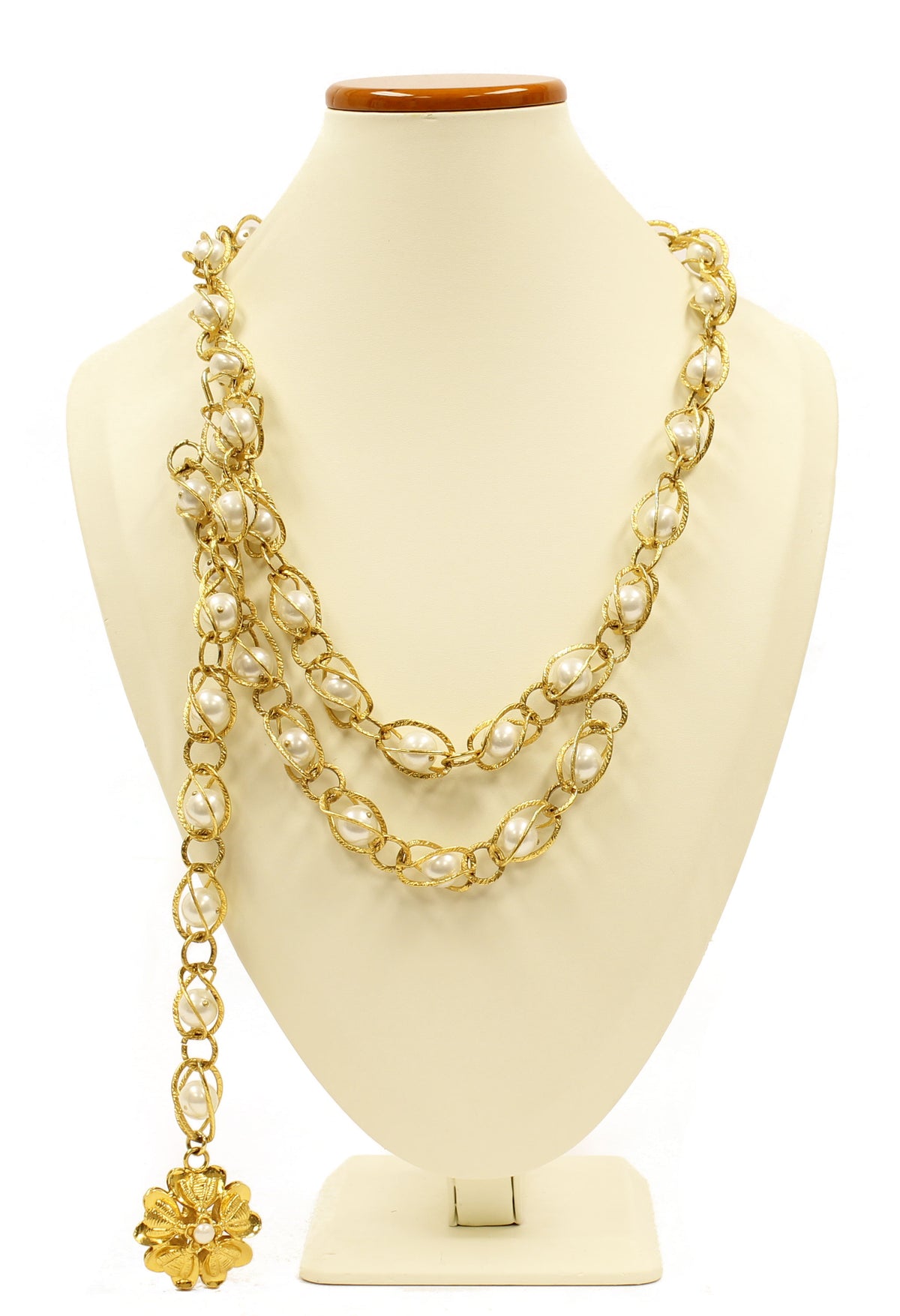 Chanel Gold Tone & Faux Pearl Convertible Necklace/Belt