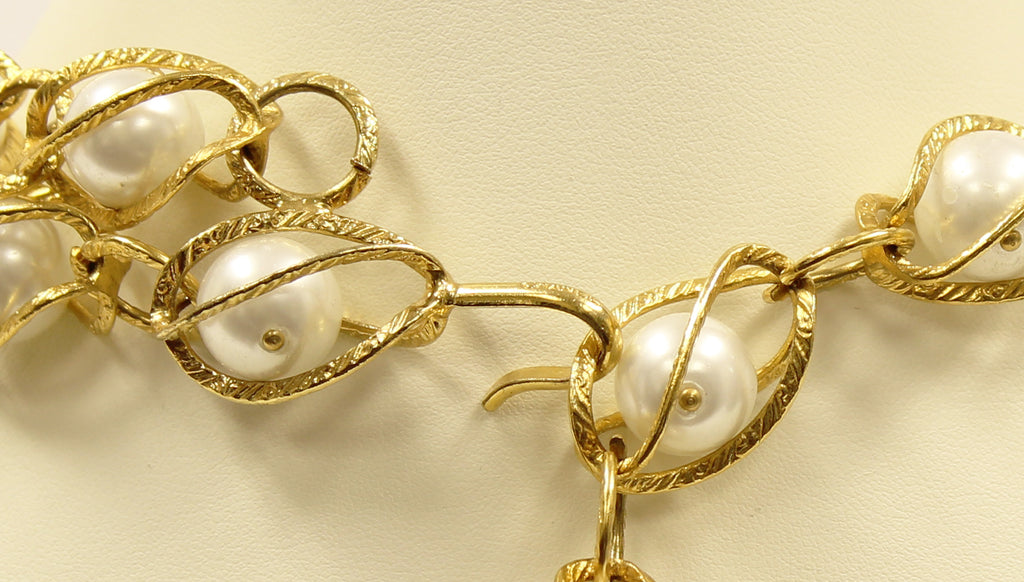 Chanel Gold Tone & Faux Pearl Convertible Necklace/Belt