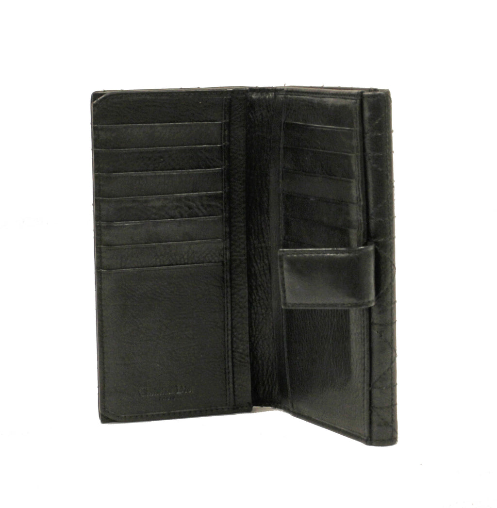 Dior black leather quilted wallet