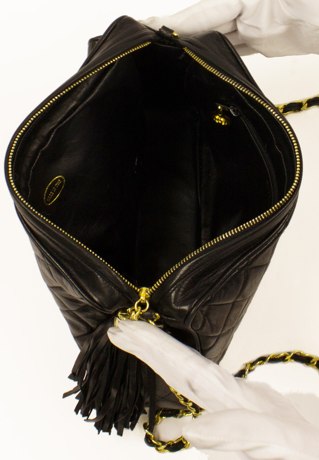 Chanel  Vintage Black Quilted Tassel Bag
