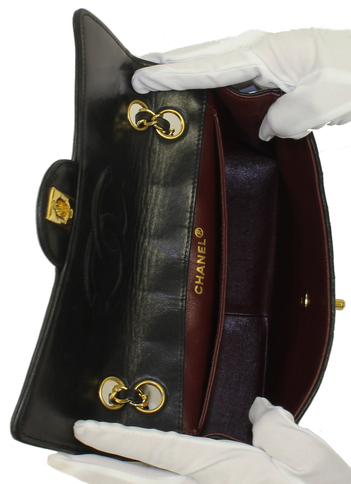 Chanel Medium Vintage Quilted Black Lambskin  Classic With Gold Tone Hardware