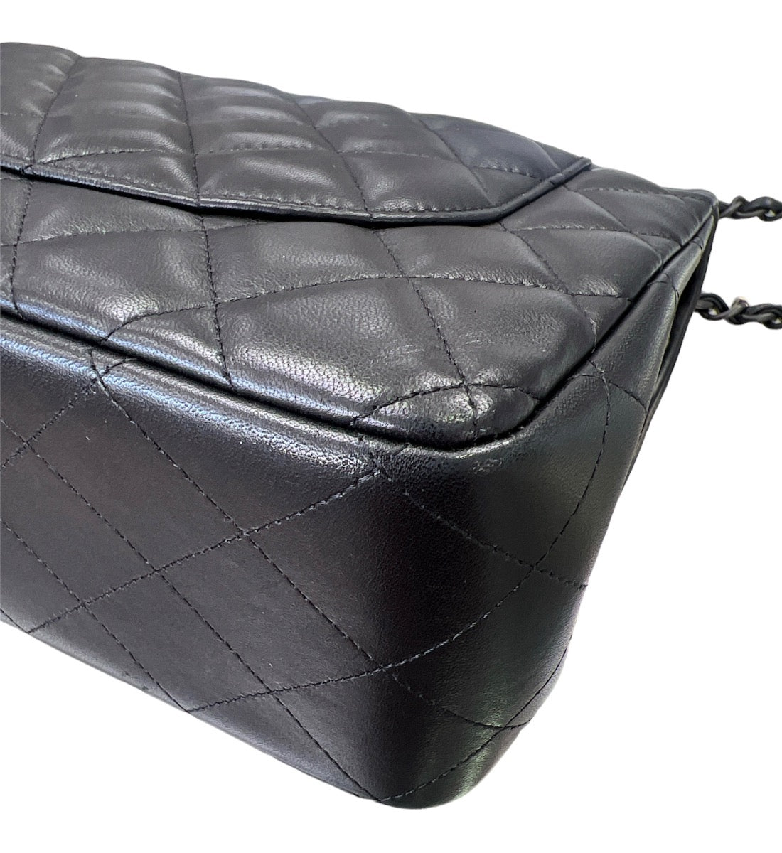 Chanel So Black Lambskin Jumbo Double Flap Bag