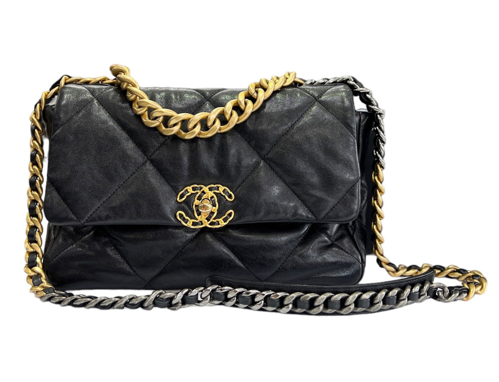 Chanel Black Lambskin Large Chanel 19 Bag