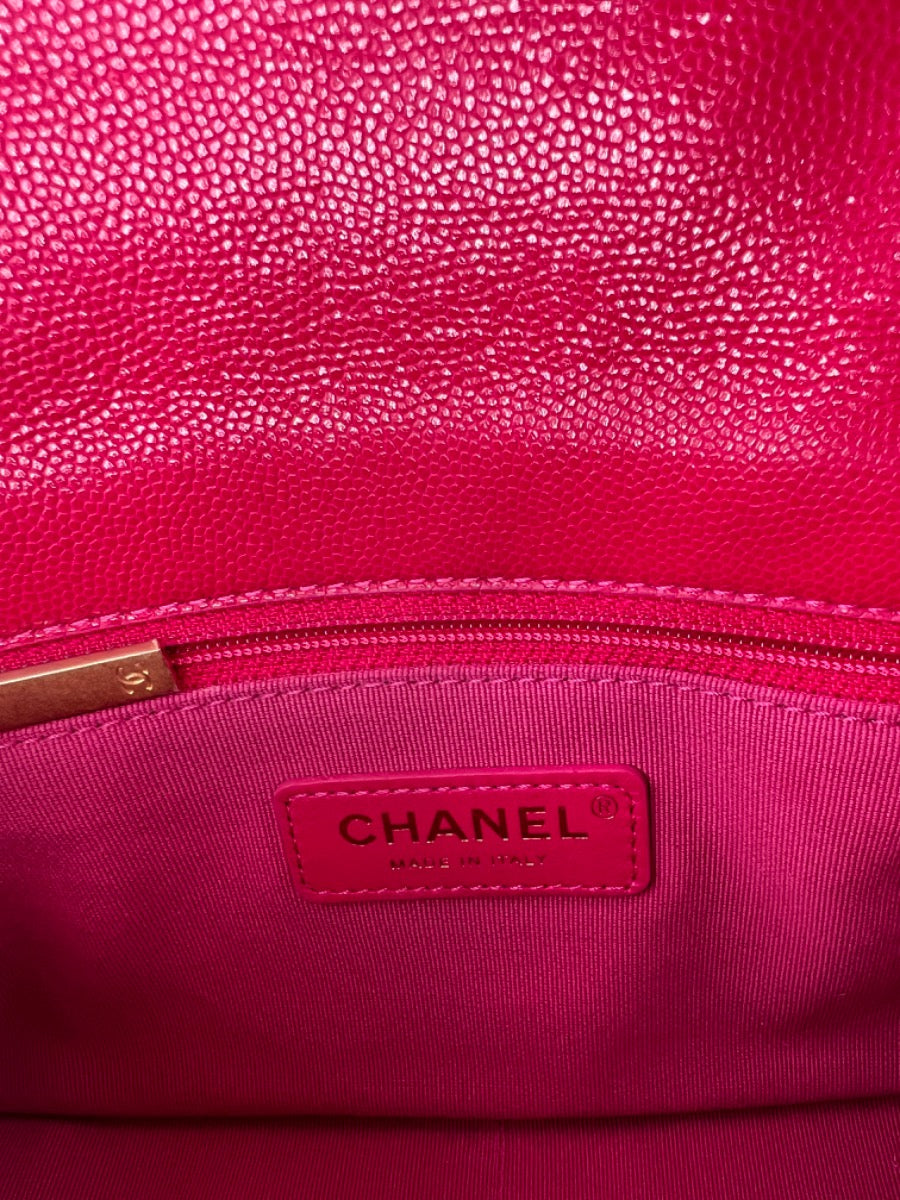 Chanel Fuchsia Caviar Twist Your Buttons Small Single Flap Bag