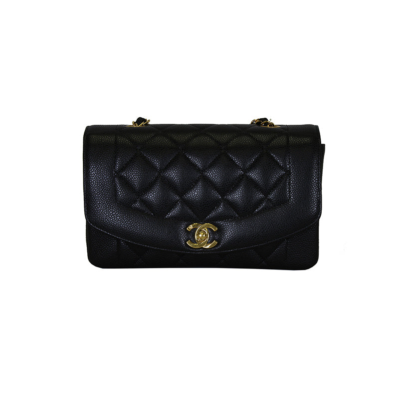 Chanel Vintage Black Caviar Matelasse Flap Bag