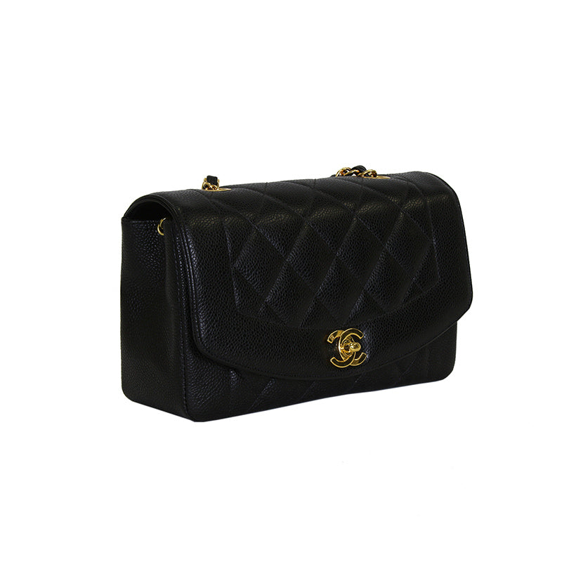 Chanel Vintage Black Caviar Matelasse Flap Bag