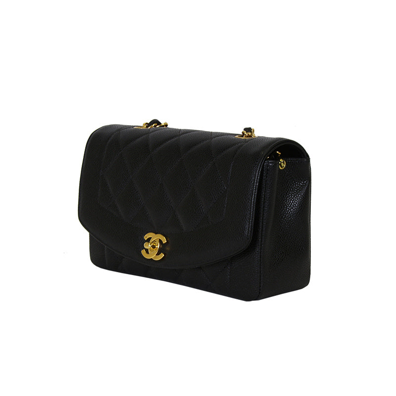 Chanel Vintage Black Caviar Matelasse Flap Bag
