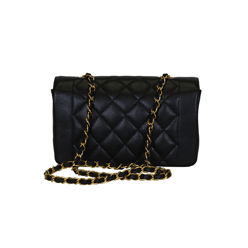 Chanel Vintage Black Caviar Matelasse Flap Bag