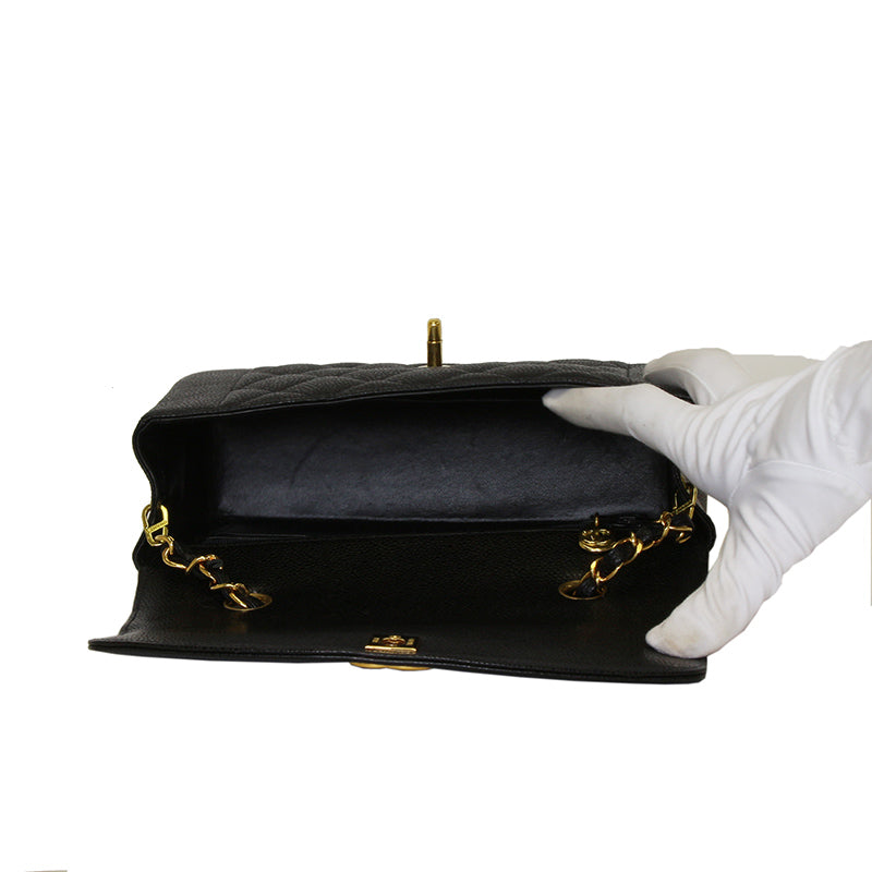 Chanel Vintage Black Caviar Matelasse Flap Bag