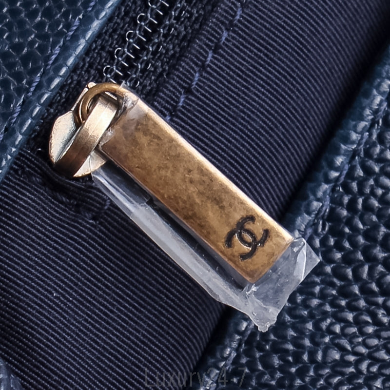 Chanel Navy Caviar Medium Plus Boy Bag