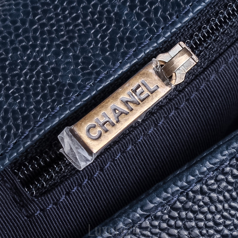 Chanel Navy Caviar Medium Plus Boy Bag