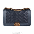 Chanel Navy Caviar Medium Plus Boy Bag