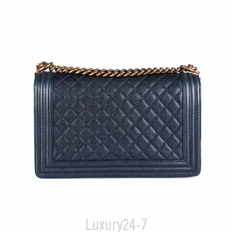 Chanel Navy Caviar Medium Plus Boy Bag
