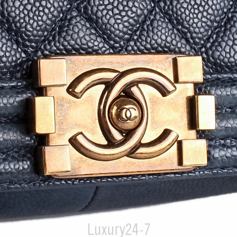 Chanel Navy Caviar Medium Plus Boy Bag