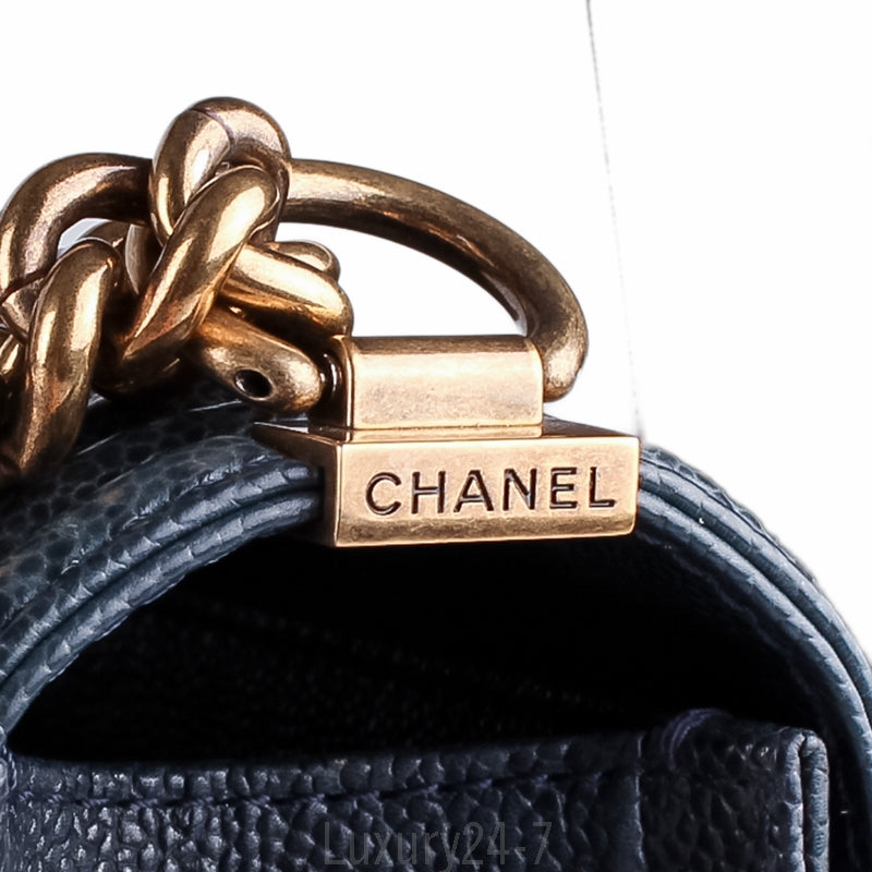 Chanel Navy Caviar Medium Plus Boy Bag