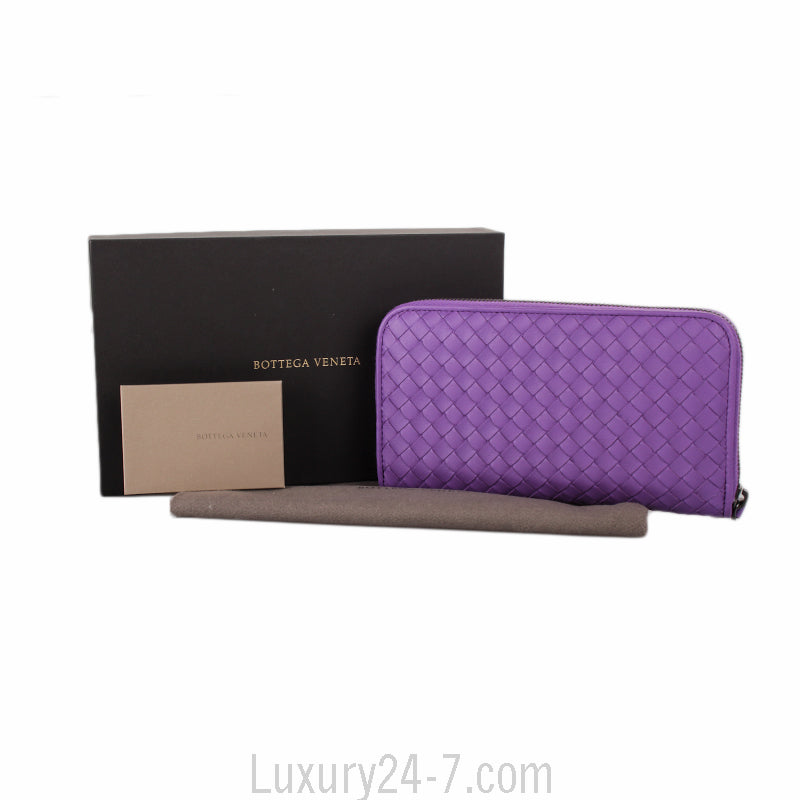 Bottega Veneta Purple Intrecciato Leather Wallet