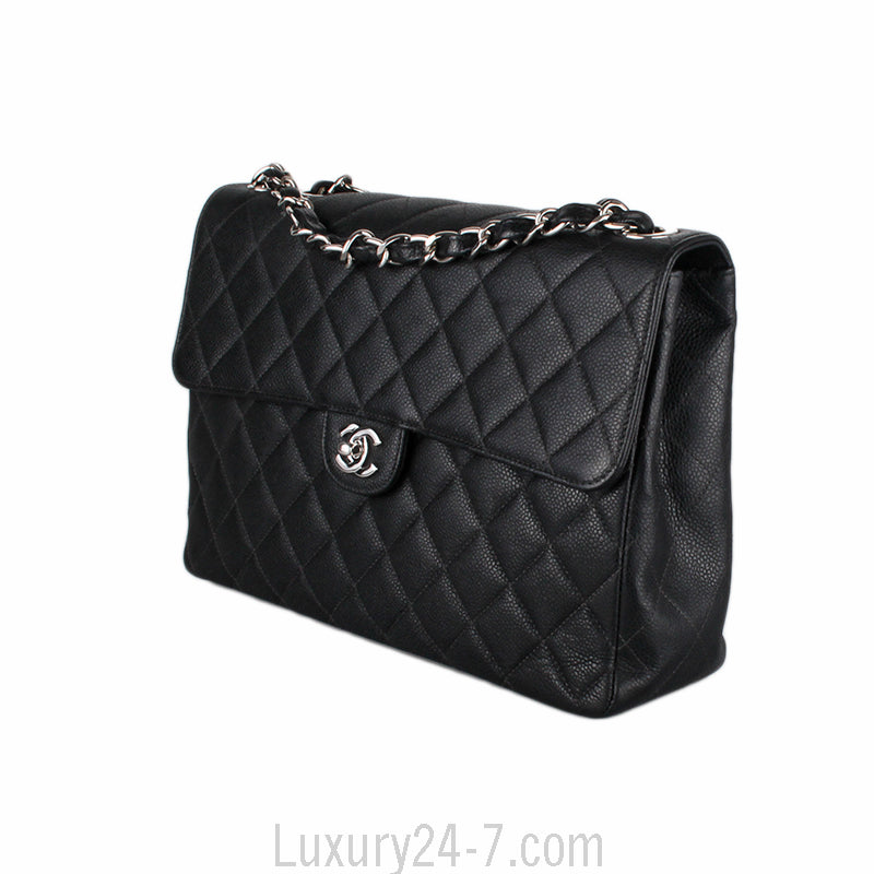 Chanel Black Caviar Classic Jumbo Single Flap Bag