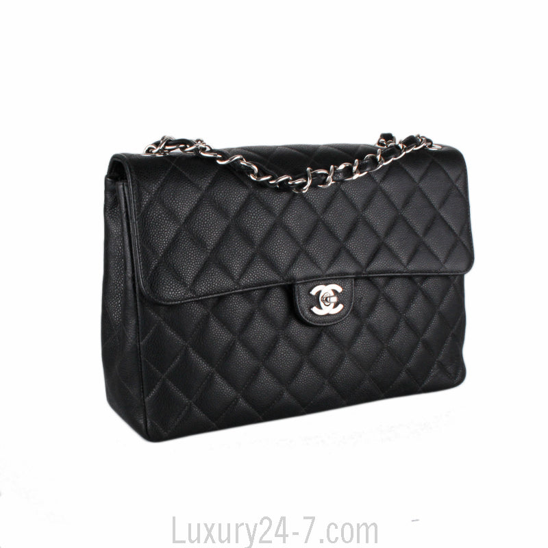 Chanel Black Caviar Classic Jumbo Single Flap Bag