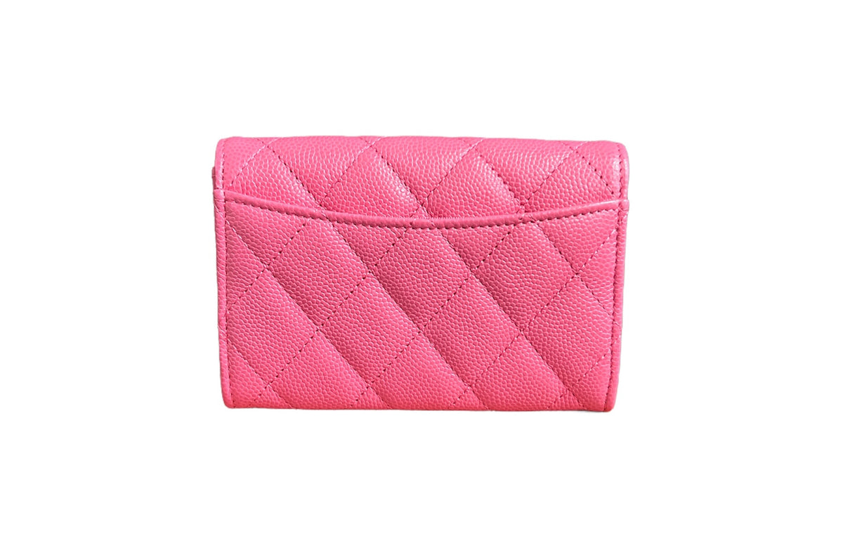 Chanel Pink Caviar Snap Card Holder