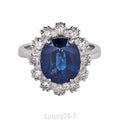 14K Sapphire & Diamond Cluster Ring