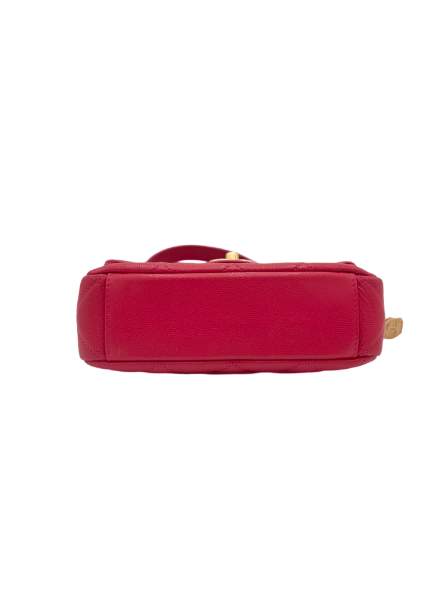 Chanel Fuchsia Caviar Twist Your Buttons Small Single Flap Bag