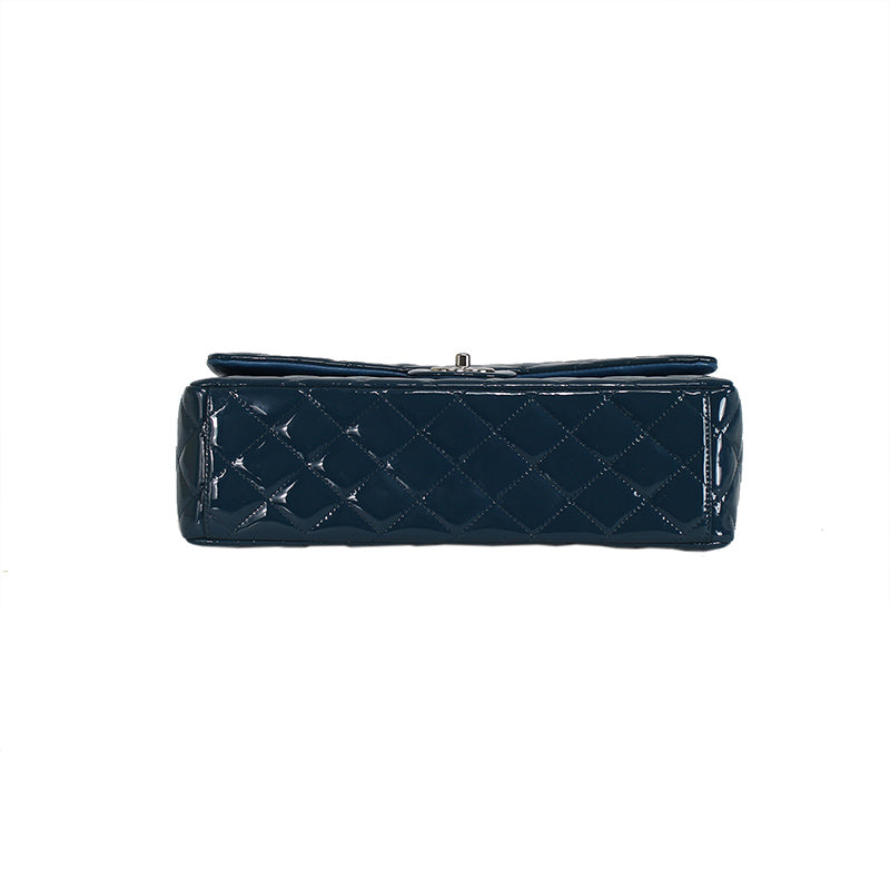 Chanel Blue Patent Maxi Double Flap Bag