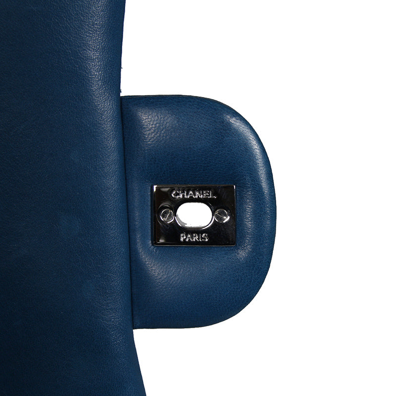 Chanel Blue Patent Maxi Double Flap Bag