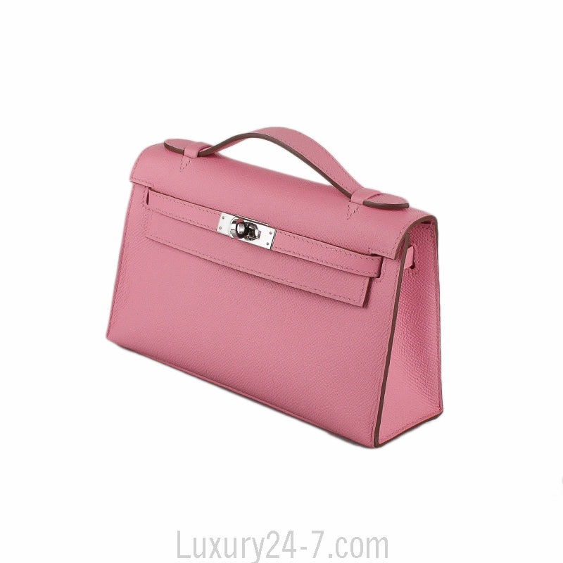 Hermes Rose Confetti Epsom Kelly Pochette Mini