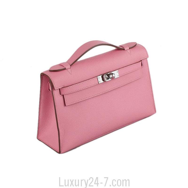 Hermes Rose Confetti Epsom Kelly Pochette Mini