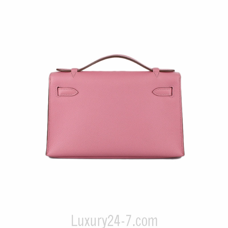 Hermes Rose Confetti Epsom Kelly Pochette Mini