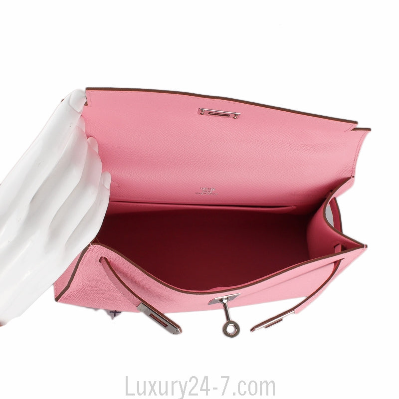 Hermes Rose Confetti Epsom Kelly Pochette Mini