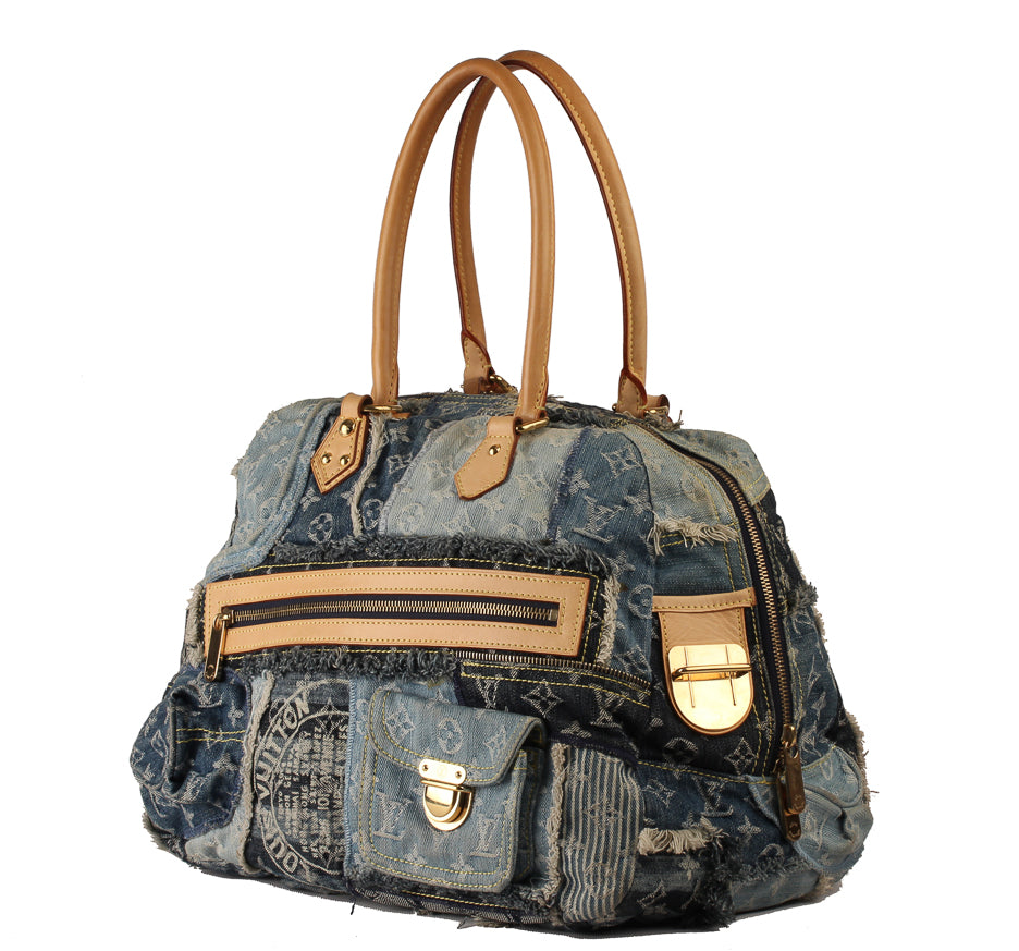 Louis Vuitton Denim Patchwork Bowly Blue Bag