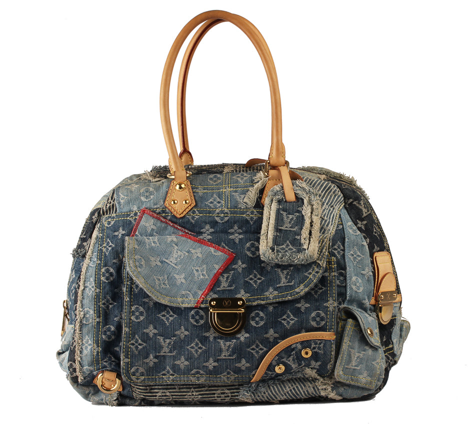 Louis Vuitton Denim Patchwork Bowly Blue Bag